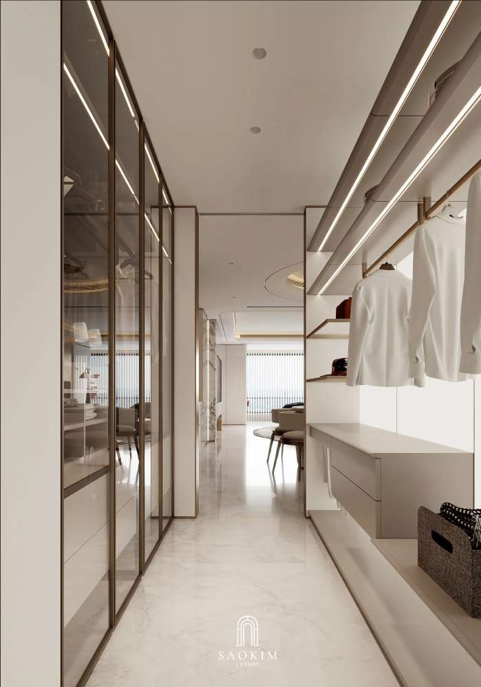 Thiết kế nội thất khu vực thay đồ hiện đại tại căn hộ BRG Diamond Residence
